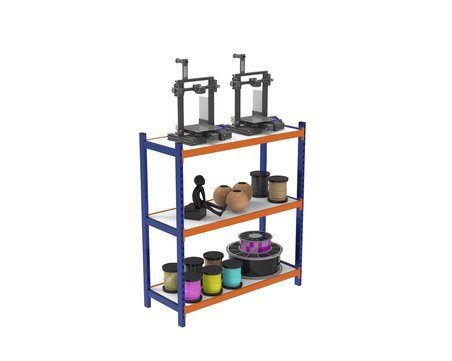 3 Katlı Ahşap Raflı İçten Oturmalı Hafif Rack - 3D Yazıcı Rafı, Depo Rafı 40x120 cm-100 cm