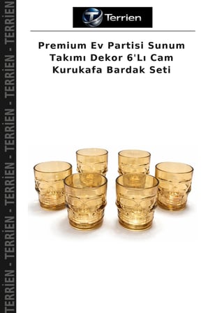 Premium Ev Partisi Sunum Takımı Dekor 6'Lı Cam Kurukafa Bardak Seti