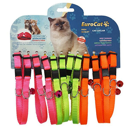 Eurocat Desenli Renkli Kedi Boyun Tasması Turuncu 12 Adet 10 Mm 28 Cm