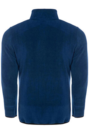 Unisex Saks Polar Standart Tam Fermuarlı 3 Cepli Polar Hırka