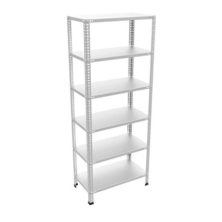 6 Katlı Galvaniz Çelik Raf - Depo, Arşiv, Kiler, Dosya, Market Rafı 59x93 cm-300 cm-1.00 mm