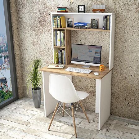 Robin Home Cornelia No 2 Çalışma Masası Kitaplık Çam Beyaz