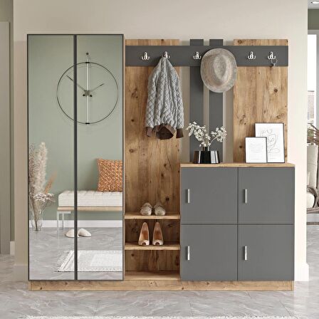 Robin Home Nova Vestiyer Portmanto Ayakkabılık Çam-gri