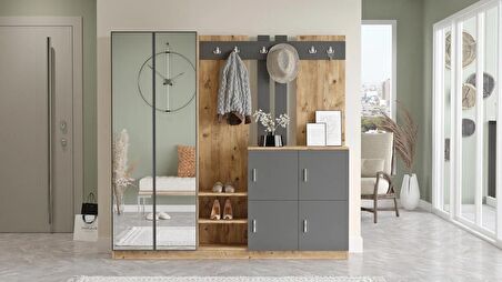 Robin Home Nova Vestiyer Portmanto Ayakkabılık Çam-gri