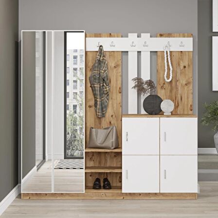 Robin Home Nova Vestiyer Portmanto Ayakkabılık Çam-beyaz