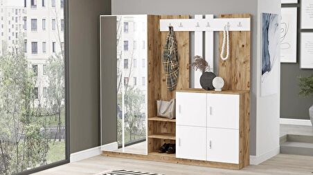 Robin Home Nova Vestiyer Portmanto Ayakkabılık Çam-beyaz