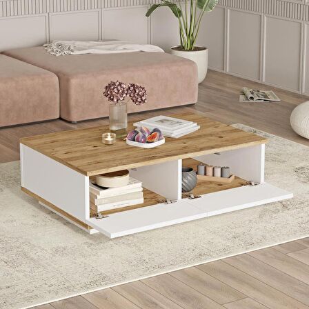 Robin Home Loft Orta Sehpa 2 Kapaklı Çam-Beyaz 