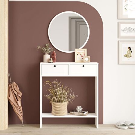 Robin Home Queen Aynalı Dresuar 2 Kapaklı Beyaz