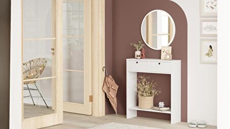 Robin Home Queen Aynalı Dresuar 2 Kapaklı Beyaz
