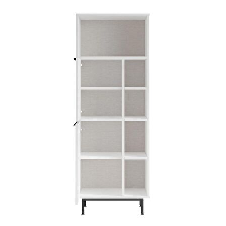 Robin Home Lidya Mutfak Kiler Dolabı Mikrodalga 2 Kapaklı Raflı Metal Ayaklı Beyaz
