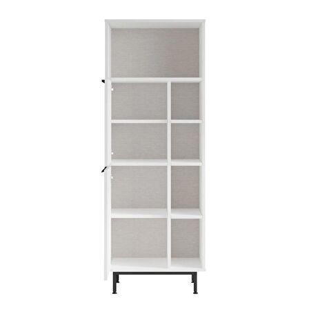 Robin Home Lidya Ofis Klasör Dolabı Kitaplık 2 Kapaklı Metal Ayaklı Beyaz