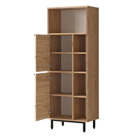 Robin Home Lidya Banyo Dolabı Çok Amaçlı Dolap 2 Kapaklı Metal Ayaklı Sepet 