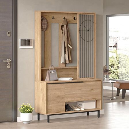 Robin Home Lidya Portmanto Vestiyer Ayakkabılık Aynalı Metal Ayaklı Sepet 