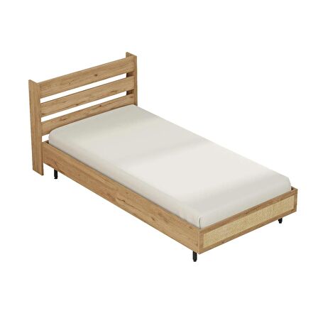 Robin Home Lidya Tek Kişilik Karyola Metal Ayaklı Uv Baskı 160*200 cm Sepet-Jüt 