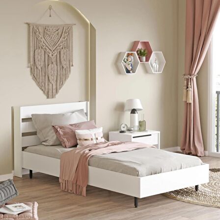 Robin Home Lidya Tek Kişilik Karyola Metal Ayaklı 160*200 cm Beyaz 