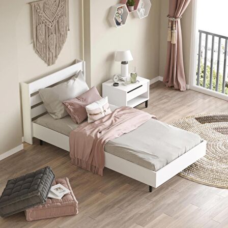 Robin Home Lidya Tek Kişilik Karyola Metal Ayaklı 160*200 cm Beyaz 