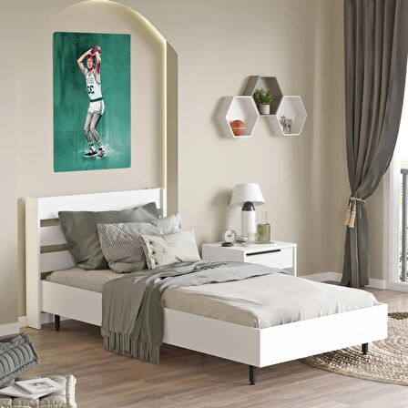 Robin Home Lidya Tek Kişilik Karyola Metal Ayaklı 160*200 cm Beyaz 
