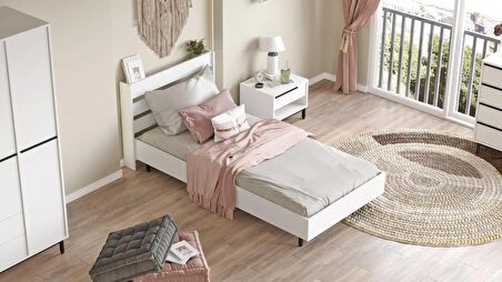 Robin Home Lidya Tek Kişilik Karyola Metal Ayaklı 160*200 cm Beyaz 
