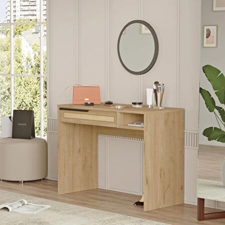 Robin Home Lidya Makyaj Masası Aynalı Çekmeceli Uv Baskı Sepet-Jüt