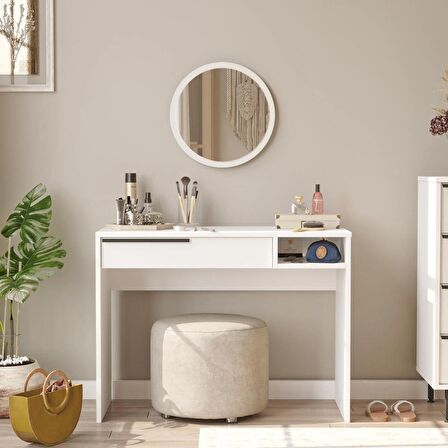Robin Home Lidya Makyaj Masası Aynalı Çekmeceli Beyaz