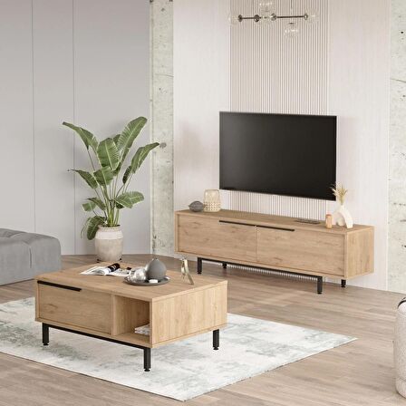 Robin Home Lidya Tv Ünitesi Orta Sehpa 2'Li Set Sepet 