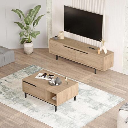 Robin Home Lidya Tv Ünitesi Orta Sehpa 2'Li Set Sepet 
