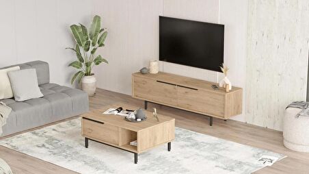 Robin Home Lidya Tv Ünitesi Orta Sehpa 2'Li Set Sepet 