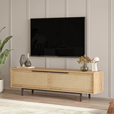 Robin Home Lidya Tv Ünitesi Sehpası Metal Ayaklı Uv Baskı 160cm Sepet-Jüt 