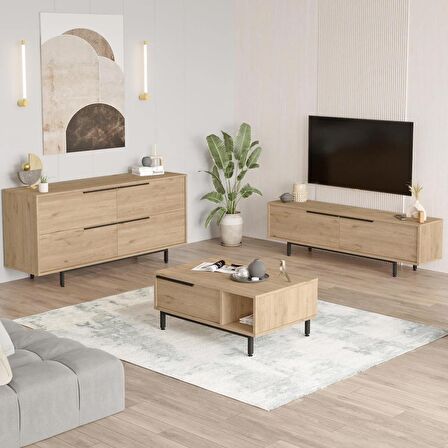 Robin Home Lidya Tv Ünitesi Orta Sehpa Konsol 3'Lü Set Sepet 