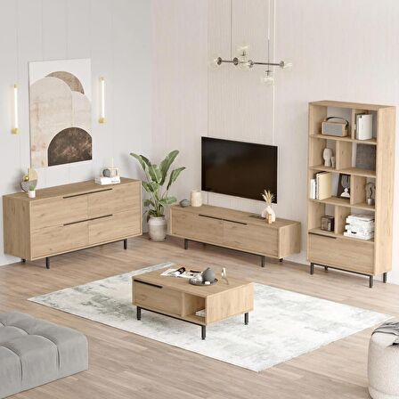 Robin Home Lidya Tv Ünitesi Orta Sehpa Konsol Kitaplık 4'Lü Set Sepet 