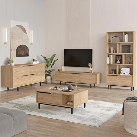 Robin Home Lidya Tv Ünitesi Orta Sehpa Konsol Kitaplık 4'Lü Set Sepet 