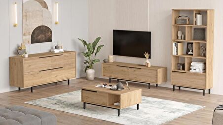 Robin Home Lidya Tv Ünitesi Orta Sehpa Konsol Kitaplık 4'Lü Set Sepet 