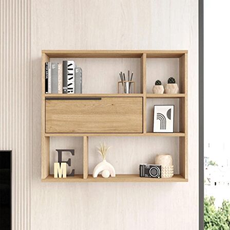 Robin Home Lidya Duvar Rafı Kitaplık Kapaklı Sepet