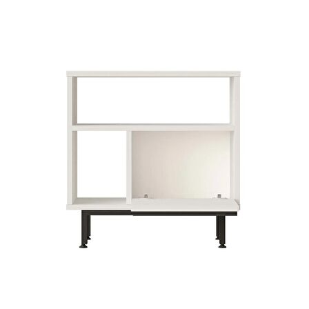 Robin Home Lidya Yan Sehpa Komodin Kapaklı Metal Ayaklı  Beyaz 