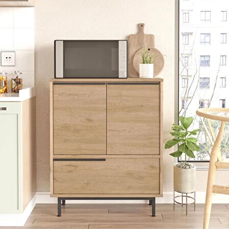 Robin Home Lidya Mutfak Dolabı Mikrodalga 3 Kapaklı Metal Ayaklı Sepet 