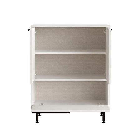 Robin Home Lidya Mutfak Dolabı Mikrodalga 3 Kapaklı Metal Ayaklı Beyaz 