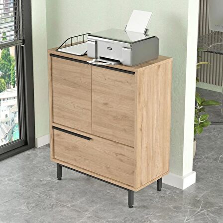 Robin Home Lidya Ofis Dolabı 3 Kapaklı Metal Ayaklı Sepet 