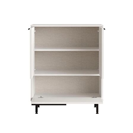 Robin Home Lidya Ofis Dolabı 3 Kapaklı Metal Ayaklı Beyaz 