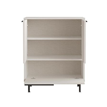 Robin Home Lidya Ayakkabılık Çok Amaçlı Dolap 3 Kapaklı Metal Ayaklı Beyaz