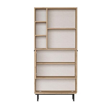 Robin Home Lidya Ofis Klasör Dolabı Kitaplık 3 Kapaklı Metal Ayaklı Sepet 