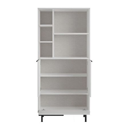 Robin Home Lidya Banyo Dolabı Çok Amaçlı Dolap 3 Kapaklı Metal Ayaklı Beyaz 