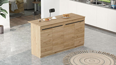 Robin Home Liva Mutfak Adası Ada Mutfak Yemek Masası 160cm Sepet