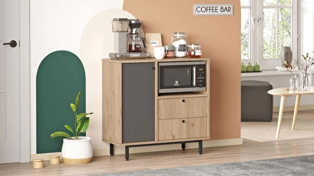 Robin Home Mocha Kahve Köşesi Çok Amaçlı Dolap Mutfak Dolabı Sepet-Antrasit