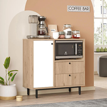Robin Home Mocha Kahve Köşesi Çok Amaçlı Dolap Mutfak Dolabı Sepet-Beyaz 