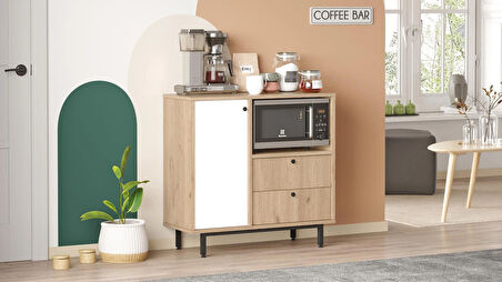 Robin Home Mocha Kahve Köşesi Çok Amaçlı Dolap Mutfak Dolabı Sepet-Beyaz 