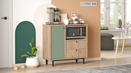Robin Home Mocha Kahve Köşesi Çok Amaçlı Dolap Mutfak Dolabı Sepet-Ihlamur Yeşili 