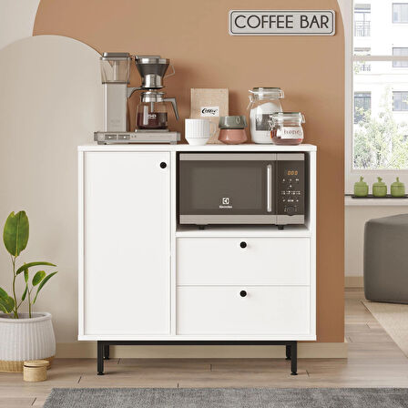 Robin Home Mocha Kahve Köşesi Çok Amaçlı Dolap Mutfak Dolabı Beyaz 