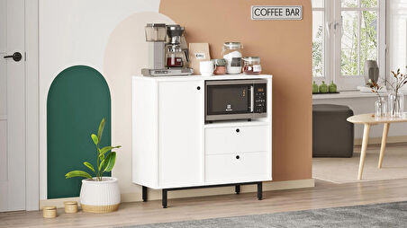 Robin Home Mocha Kahve Köşesi Çok Amaçlı Dolap Mutfak Dolabı Beyaz 