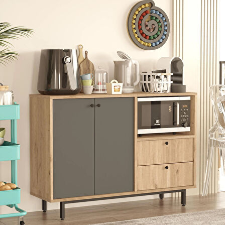 Robin Home Mocha Kahve Köşesi Çok Amaçlı Dolap Mutfak Dolabı Sepet-Antrasit 