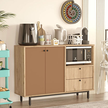 Robin Home Mocha Kahve Köşesi Çok Amaçlı Dolap Mutfak Dolabı Sepet-Kiremit 